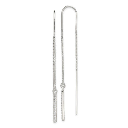 Sterlingsilber Poliert Zirkonia Stab Durchzieher-Ohrringe