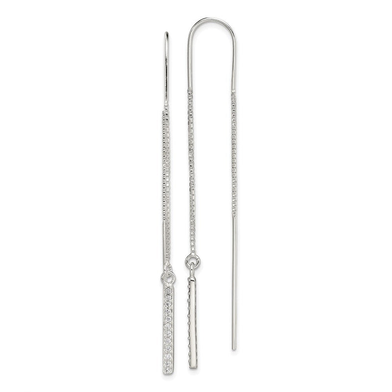 Sterlingsilber Poliert Zirkonia Stab Durchzieher-Ohrringe