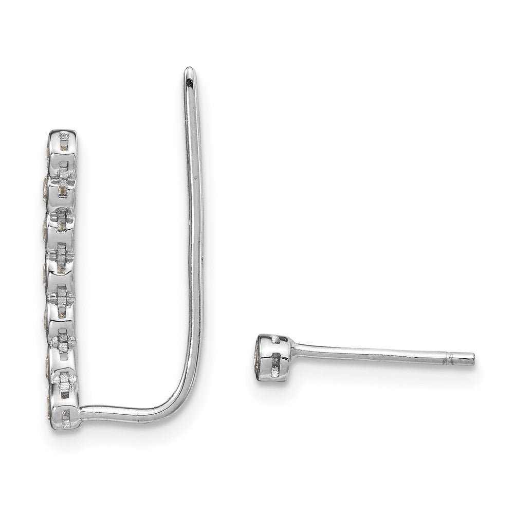 Sterlingsilber Rhodiniert Poliert Zirkonia 1 Ohr Climber & Ohrstecker Ohrring