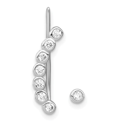 Sterlingsilber Rhodiniert Poliert Zirkonia 1 Ohr Climber & Ohrstecker Ohrring