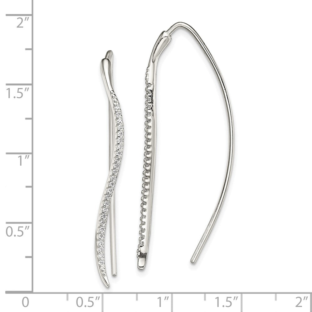 Sterlingsilber Poliert Zirkonia Gebogen Stab Durchzieher-Ohrringe
