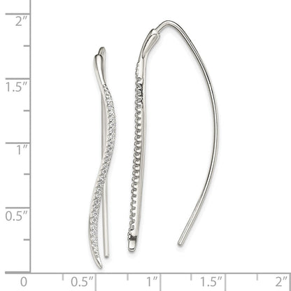 Sterlingsilber Poliert Zirkonia Gebogen Stab Durchzieher-Ohrringe