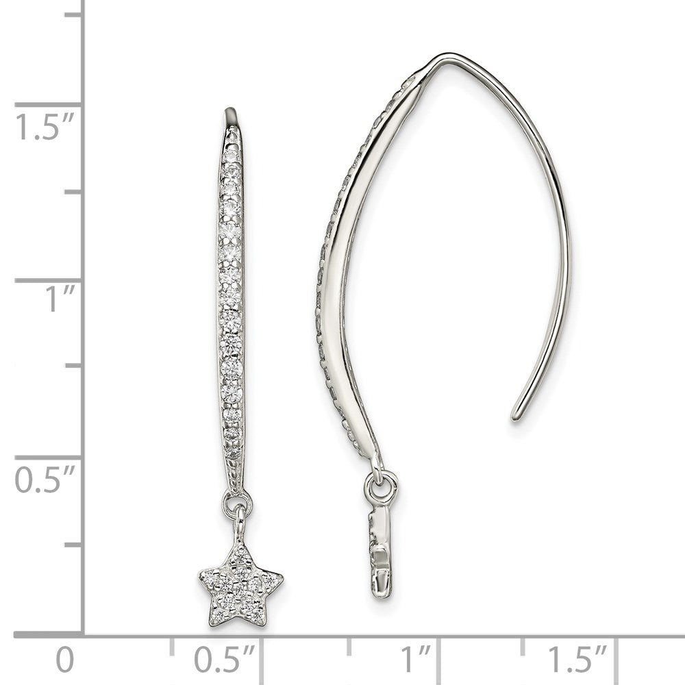 Sterlingsilber Poliert Zirkonia Stern Durchzieher-Ohrringe