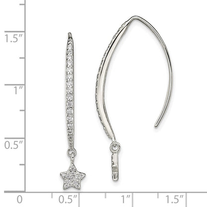Sterlingsilber Poliert Zirkonia Stern Durchzieher-Ohrringe