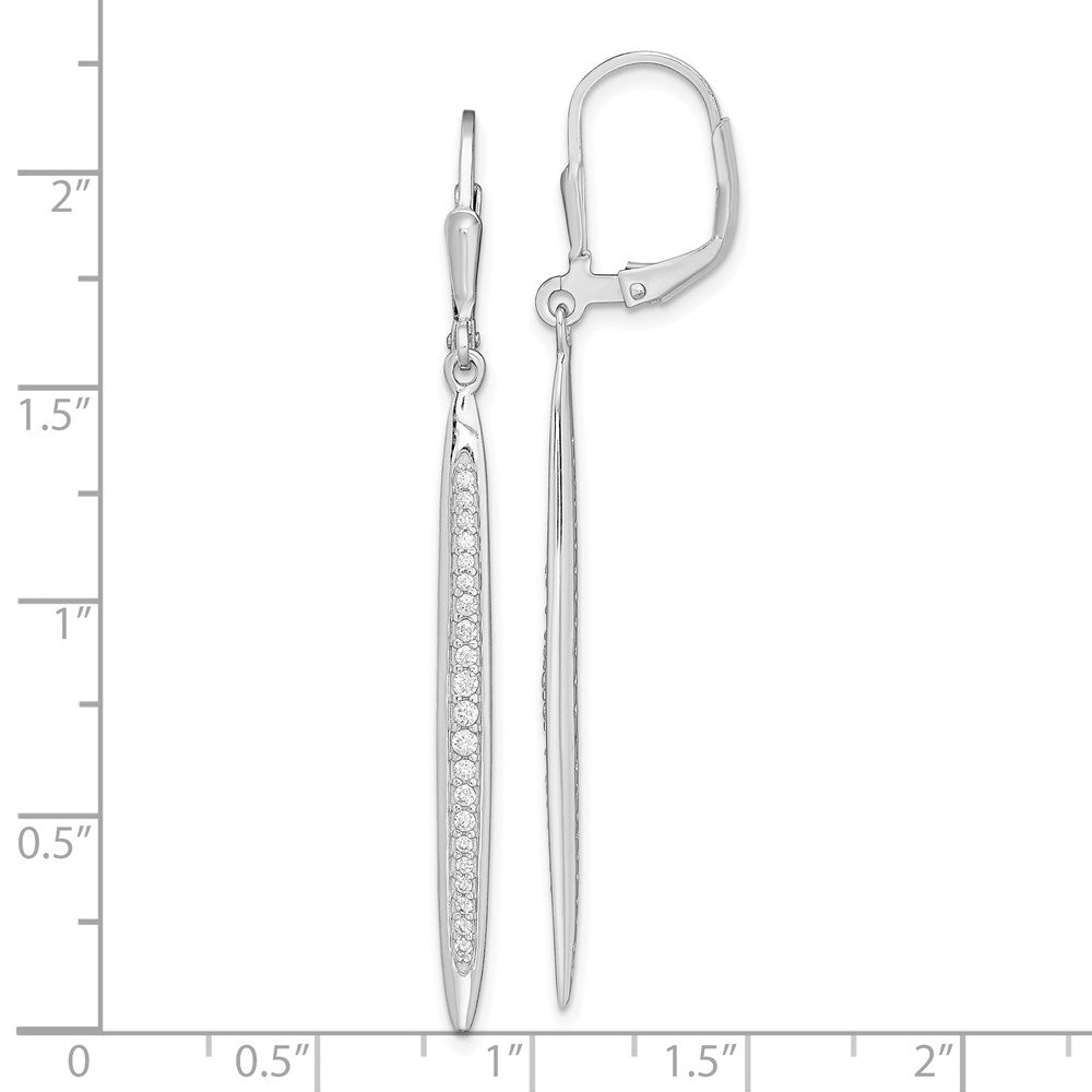 Sterlingsilber Rhodiniert Poliert Zirkonia Stab Brisur Ohrhänger