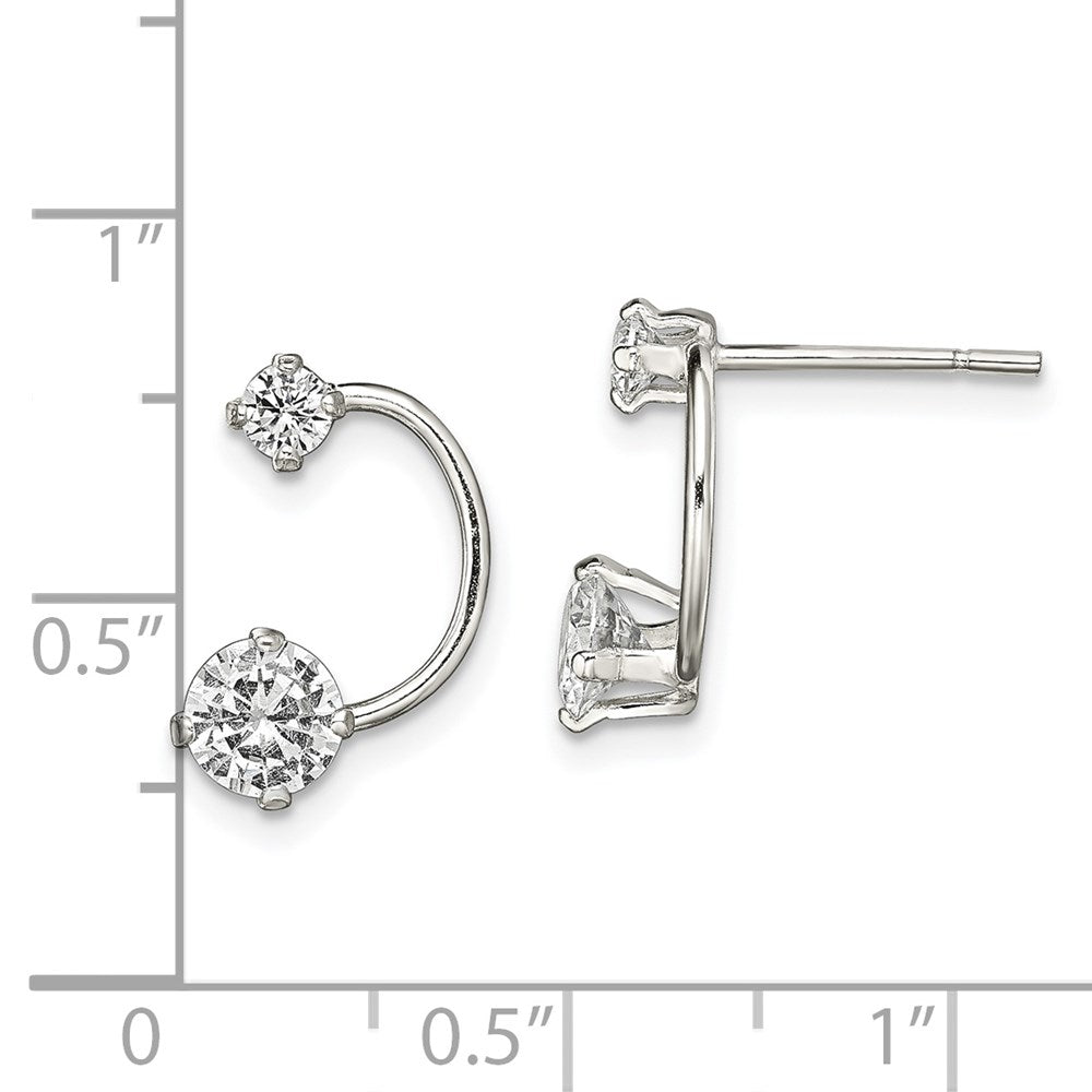 Sterlingsilber Poliert Zirkonia Halb-circle Ohrstecker