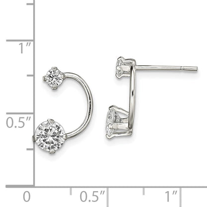 Sterlingsilber Poliert Zirkonia Halb-circle Ohrstecker