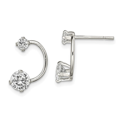 Sterlingsilber Poliert Zirkonia Halb-circle Ohrstecker