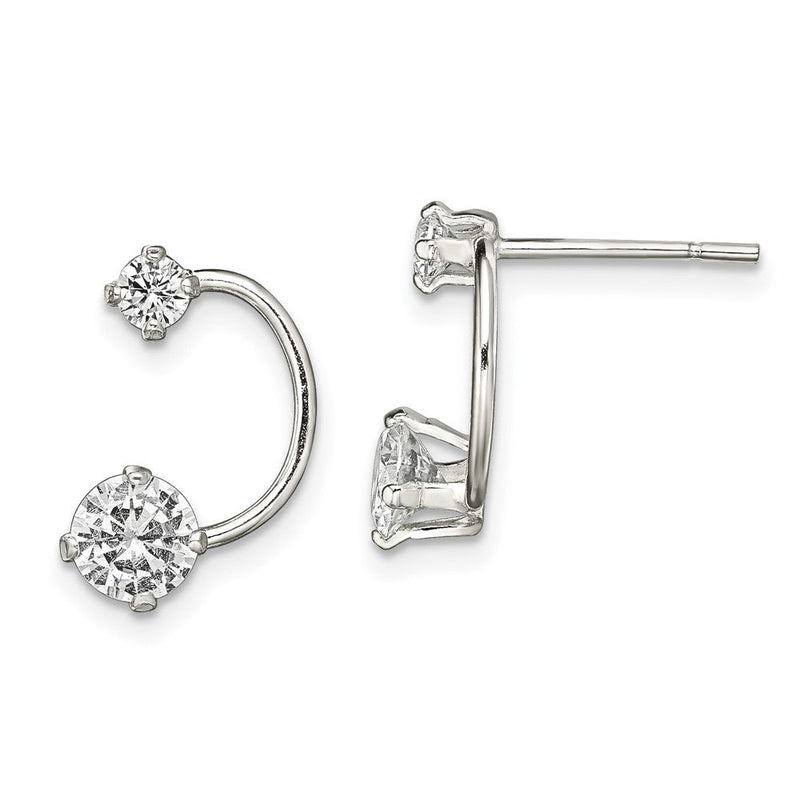 Sterlingsilber Poliert Zirkonia Halb-circle Ohrstecker