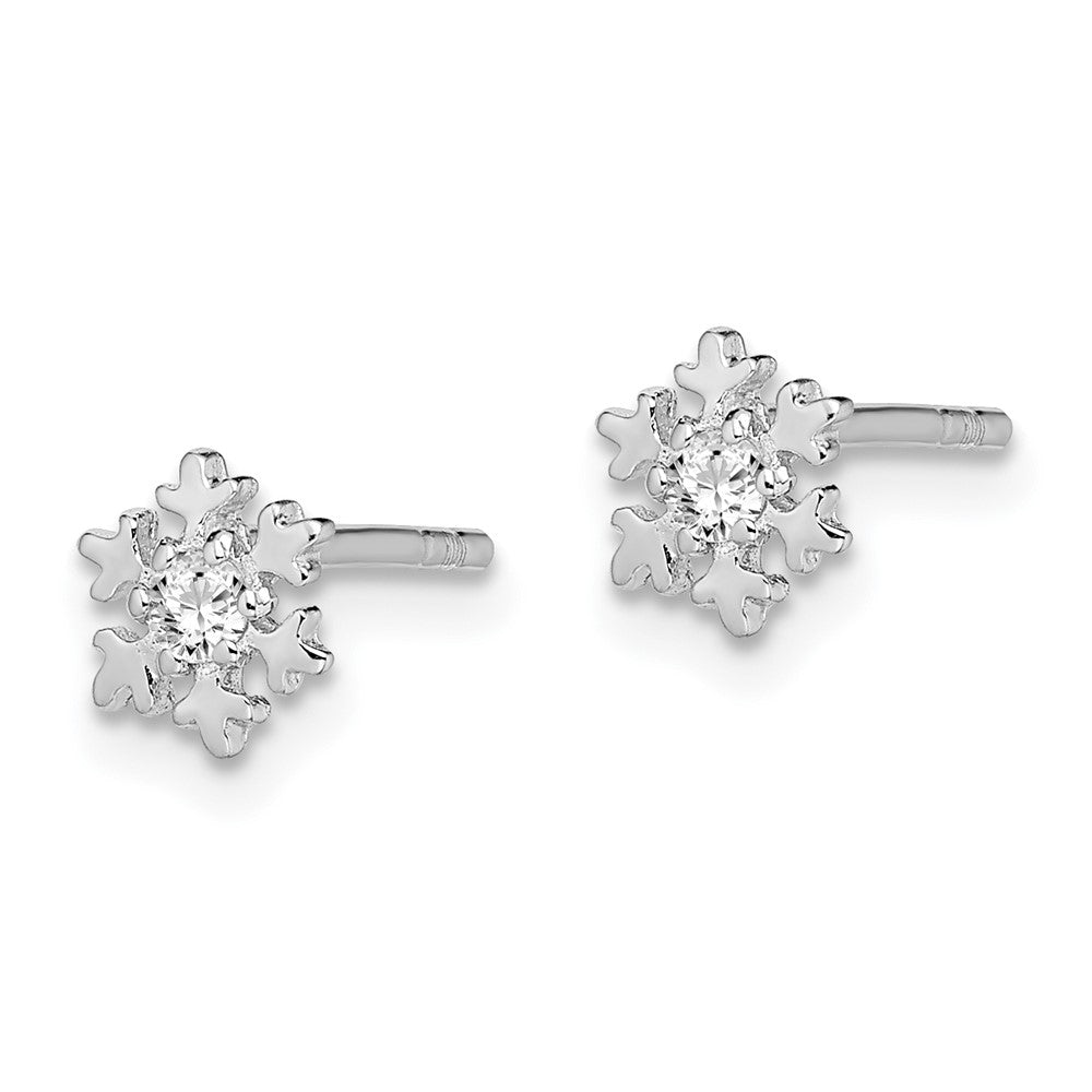 Sterlingsilber Rhodiniert Zirkonia Schneeflocke Ohrstecker