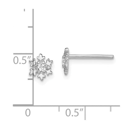 Sterlingsilber Rhodiniert Zirkonia Schneeflocke Ohrstecker