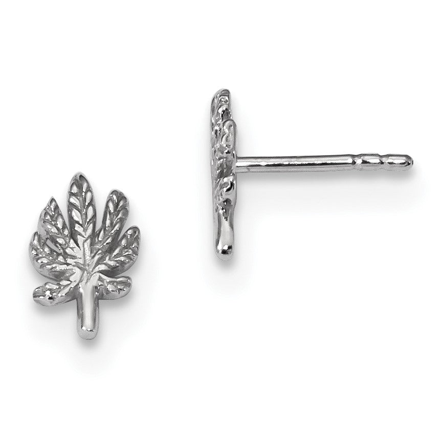 Sterlingsilber Rhodiniert Poliert Blatt Ohrstecker