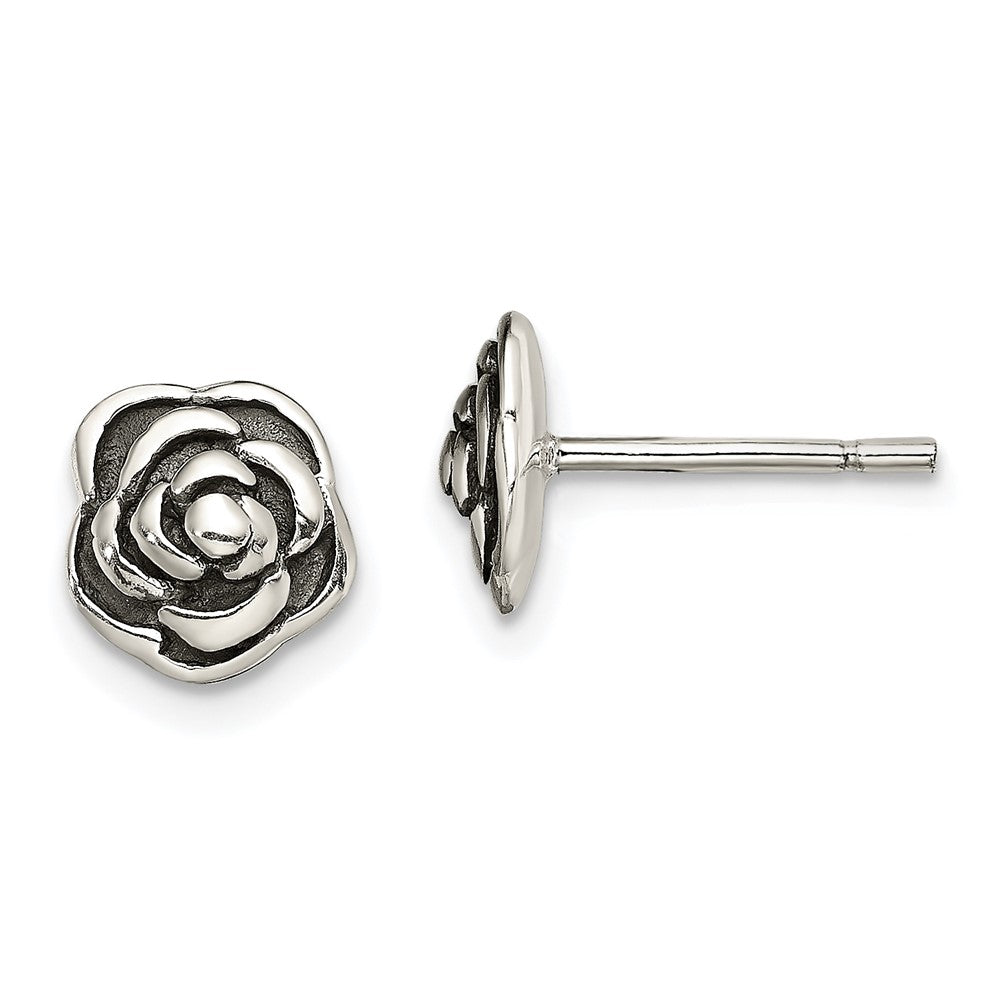 Sterlingsilber Antikisiert Rose Ohrstecker