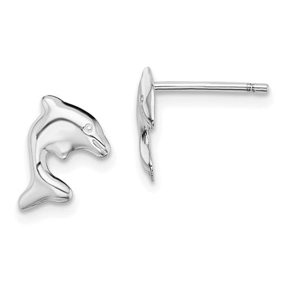 Sterlingsilber Rhodiniert Delfin Ohrstecker