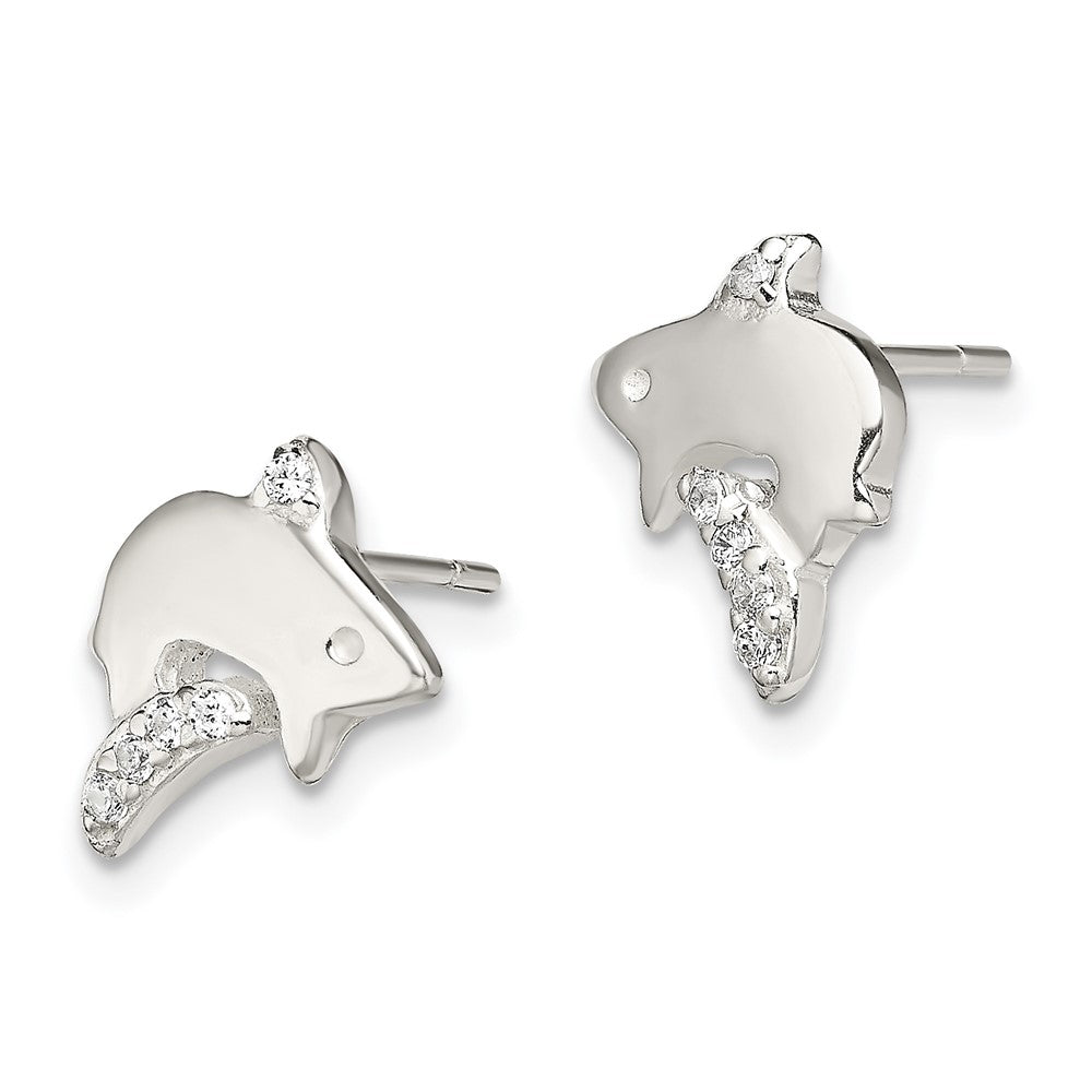 Sterlingsilber Poliert Zirkonia Shark Ohrstecker