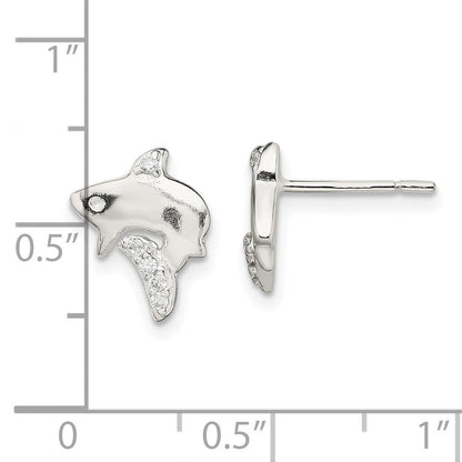 Sterlingsilber Poliert Zirkonia Shark Ohrstecker