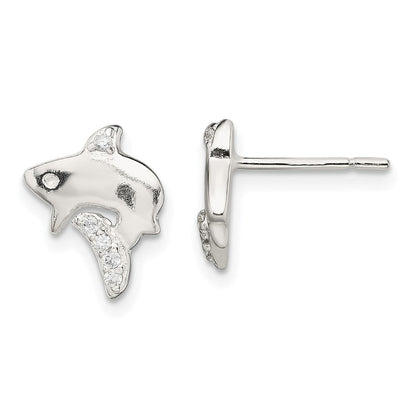 Sterlingsilber Poliert Zirkonia Shark Ohrstecker