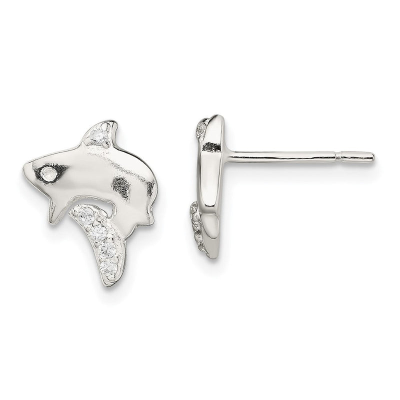 Sterlingsilber Poliert Zirkonia Shark Ohrstecker