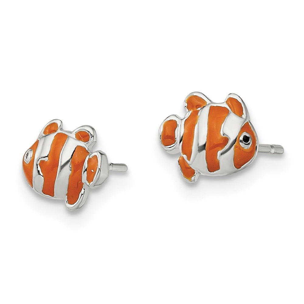 Sterlingsilber Poliert Emailliert Clown Fisch Ohrstecker