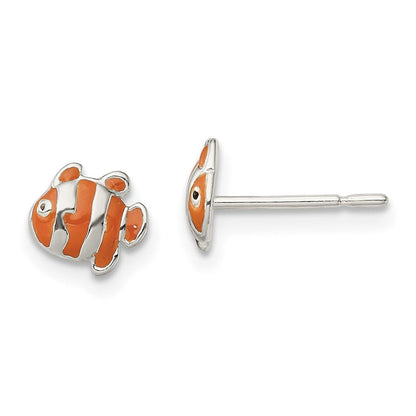 Sterlingsilber Poliert Emailliert Clown Fisch Ohrstecker