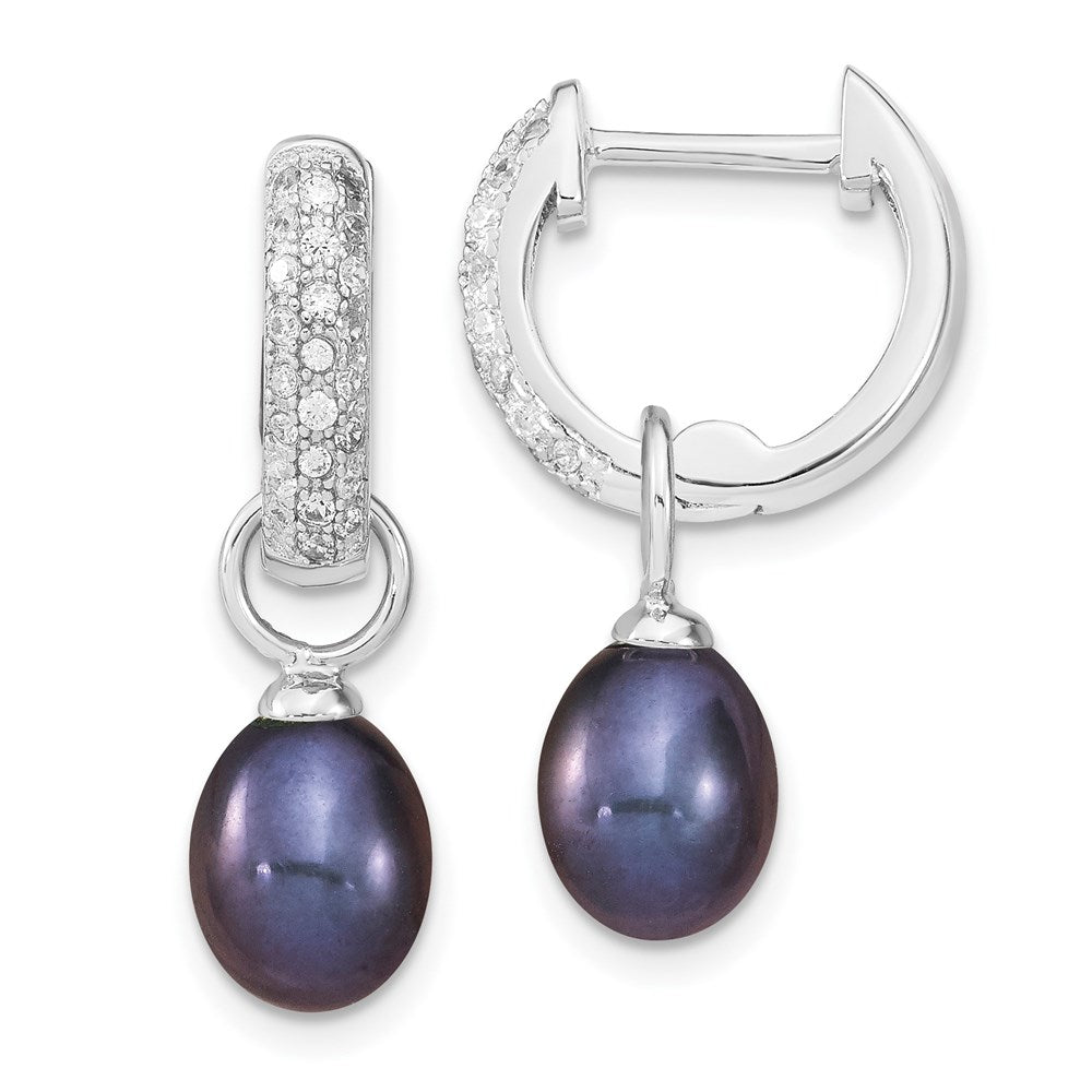 Sterlingsilber Rhodiniert 7-8mm Wte/blk Fwc Perle Zirkonia Changeable Ohrring
