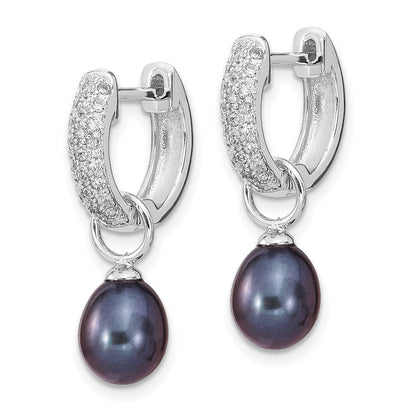 Sterlingsilber Rhodiniert 7-8mm Wte/blk Fwc Perle Zirkonia Changeable Ohrring