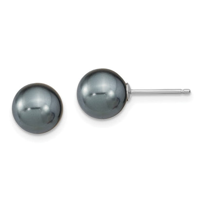 Sterlingsilber Rhodiniert-pl 8-9mm Weiß/blk Imitat Muschel Perle Stecker 3 Ohrring Set