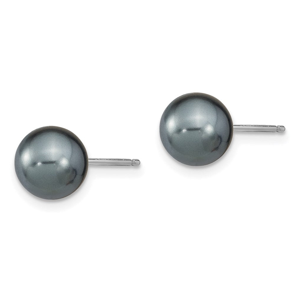 Sterlingsilber Rhodiniert-pl 8-9mm Weiß/blk Imitat Muschel Perle Stecker 3 Ohrring Set
