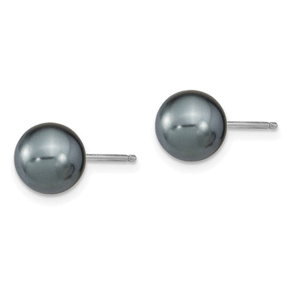 Sterlingsilber Rhodiniert-pl 8-9mm Weiß/blk Imitat Muschel Perle Stecker 3 Ohrring Set