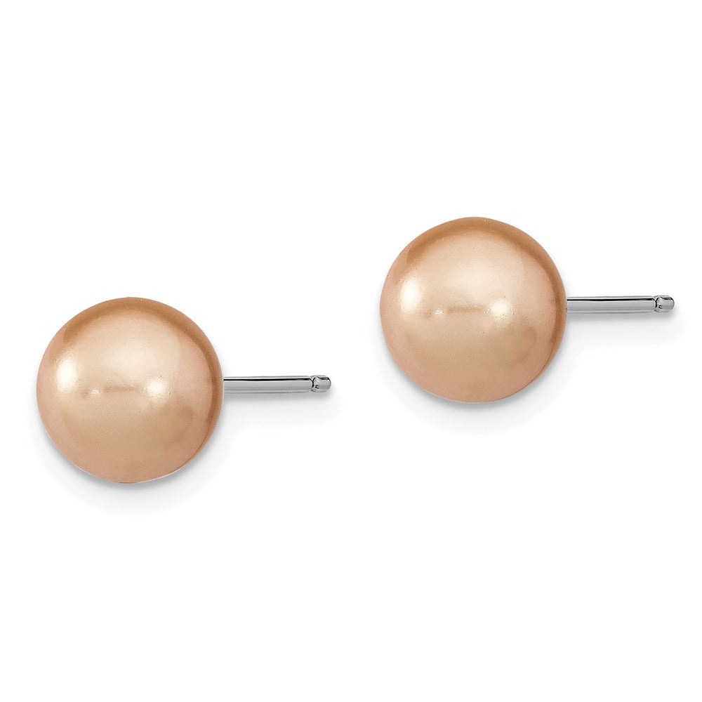 Sterlingsilber Rhodiniert 8-9mm Weiß/chpg/brown Imitat Muschel Prl 3 Ohr Set
