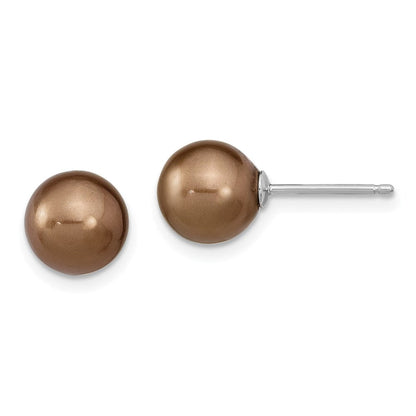Sterlingsilber Rhodiniert 8-9mm Weiß/chpg/brown Imitat Muschel Prl 3 Ohr Set