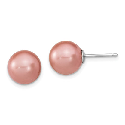 Sterlingsilber Rhodiniert-pl 10-11mm Weiß/pink Imitat Muschel Perle 3 Ohrring Set
