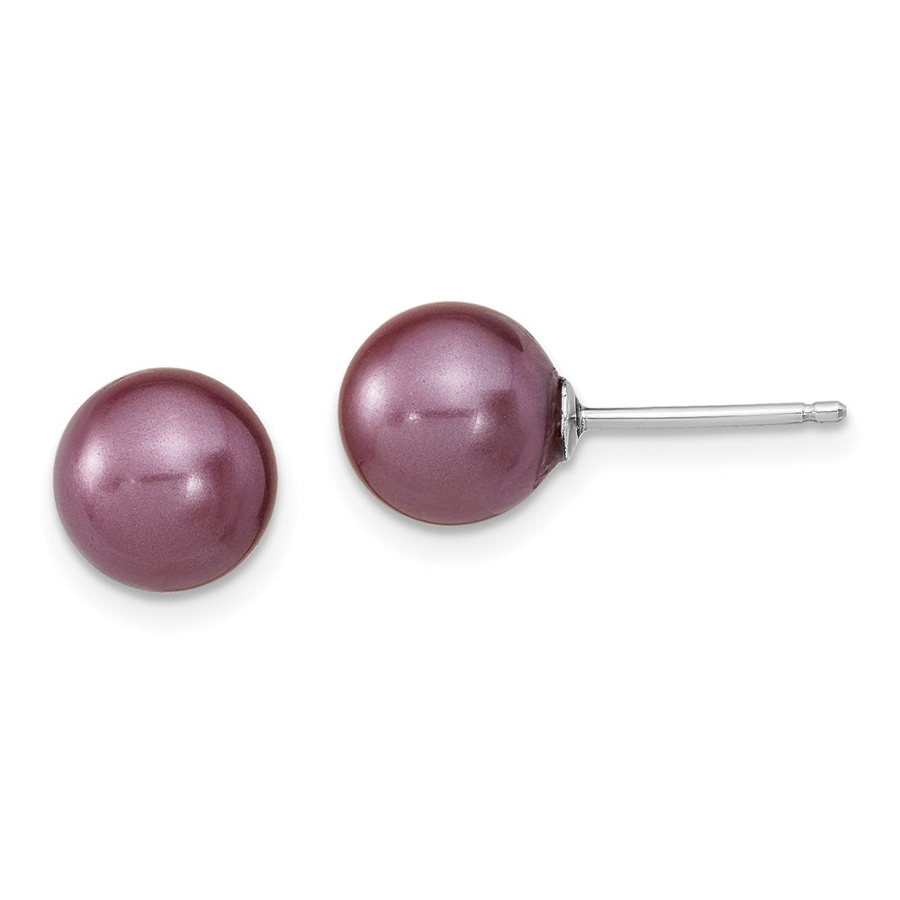 Sterlingsilber Rhodiniert-pl 8-9mm Plum/wht Imitat Muschel Perle Stecker 3 Ohrring Set