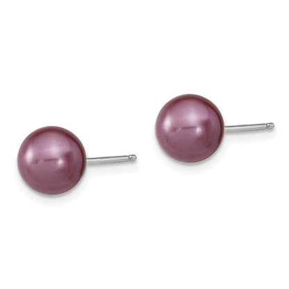 Sterlingsilber Rhodiniert-pl 8-9mm Plum/wht Imitat Muschel Perle Stecker 3 Ohrring Set