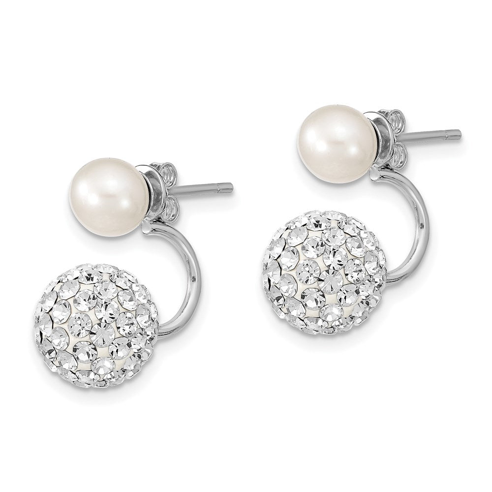 Sterlingsilber Rhodiniert 3 Pair Perlmutt & Kristall Vorderseite Hängend Rückseite Ohrring Set