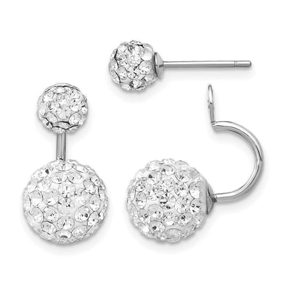 Sterlingsilber Rhodiniert 3 Pair Perlmutt & Kristall Vorderseite Hängend Rückseite Ohrring Set