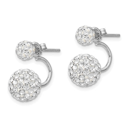Sterlingsilber Rhodiniert 3 Pair Perlmutt & Kristall Vorderseite Hängend Rückseite Ohrring Set