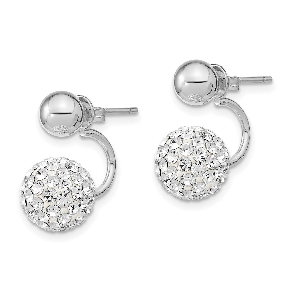 Sterlingsilber Rhodiniert 3 Pair Perlmutt & Kristall Vorderseite Hängend Rückseite Ohrring Set