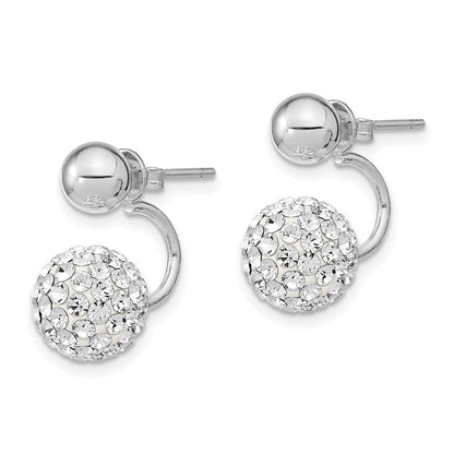Sterlingsilber Rhodiniert 3 Pair Perlmutt & Kristall Vorderseite Hängend Rückseite Ohrring Set