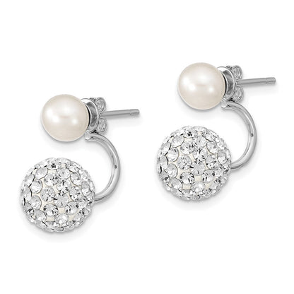 Sterlingsilber Rhodiniert 3 Pair Perlmutt & Kristall Vorderseite Hängend Rückseite Ohrring Set