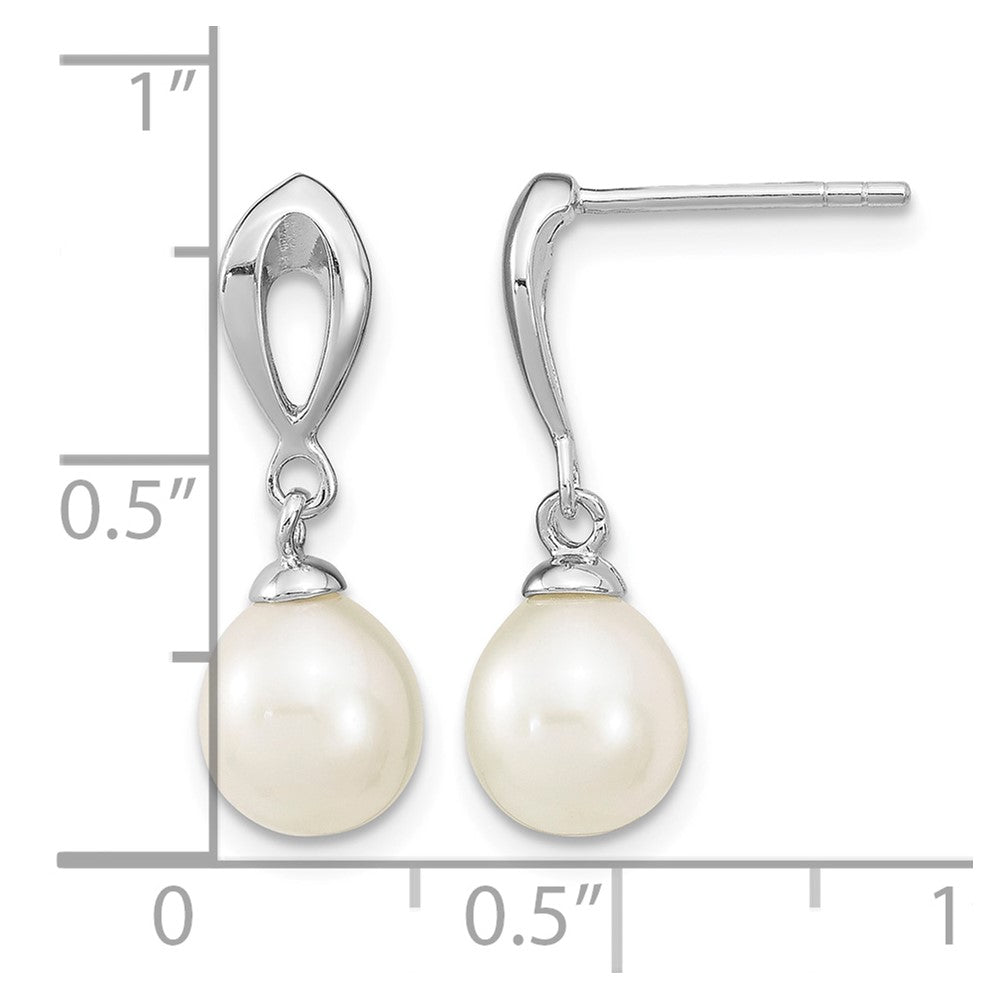 Sterlingsilber Rhodiniert 7-8mm Weiß Fwc Perle Stecker Ohrhänger