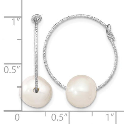 Sterlingsilber Rhodiniert 8-9mm Rund Fwc Perle Creolen