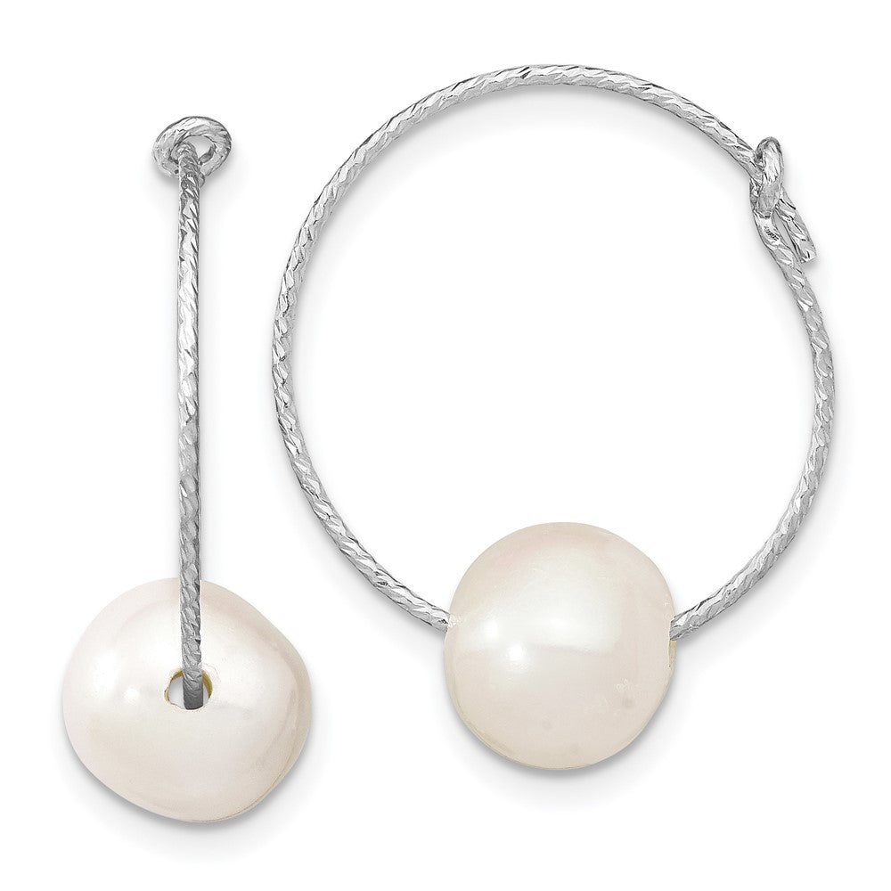 Sterlingsilber Rhodiniert 8-9mm Rund Fwc Perle Creolen