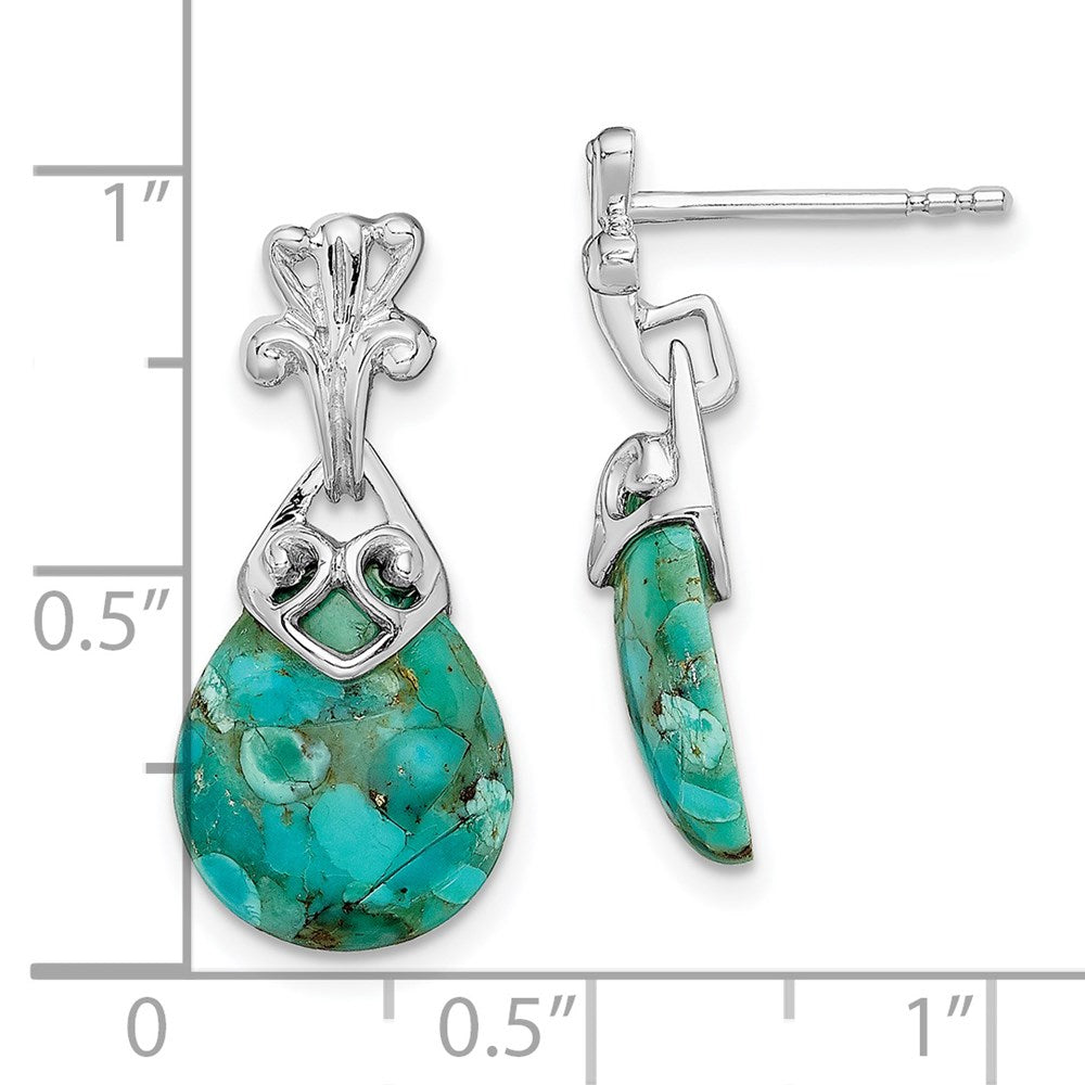 Sterlingsilber Rhodiniert mit Reconstituted Türkis Ohrhänger