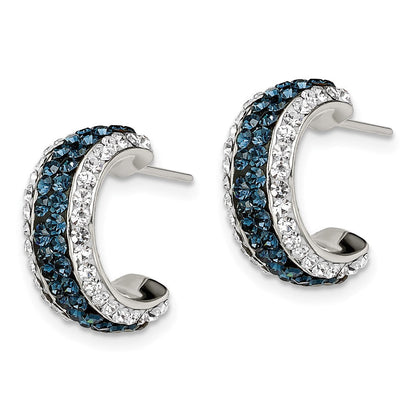 Sterlingsilber Weiß und Blau Kristall Resin J Creolen