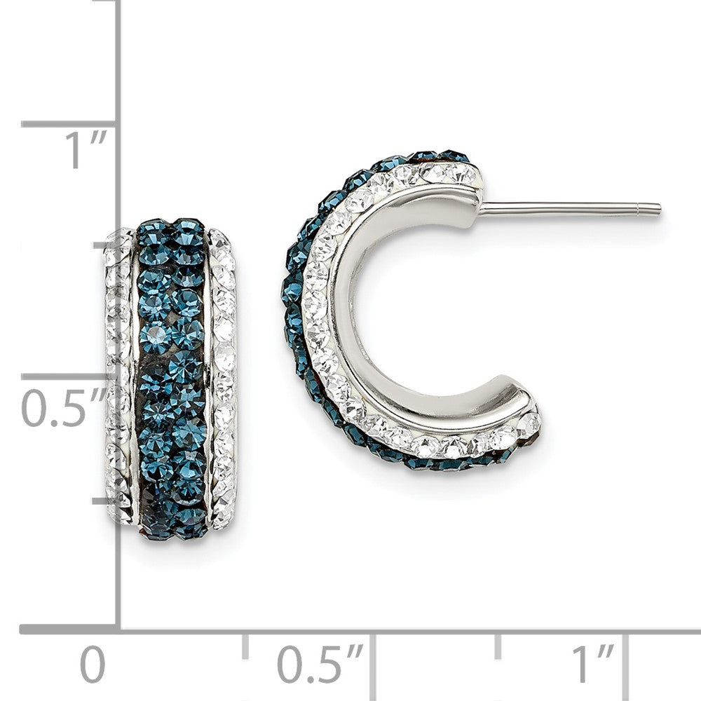 Sterlingsilber Weiß und Blau Kristall Resin J Creolen