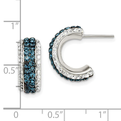 Sterlingsilber Weiß und Blau Kristall Resin J Creolen