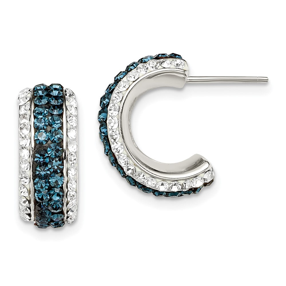 Sterlingsilber Weiß und Blau Kristall Resin J Creolen