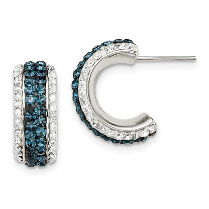 Sterlingsilber Weiß und Blau Kristall Resin J Creolen