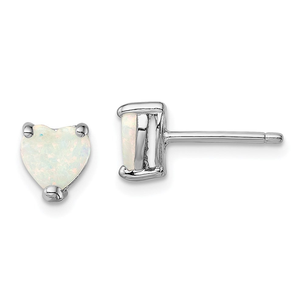 Sterlingsilber Rhodiniert Erzeugt Opal Set Of 3 Herz Ohrringe